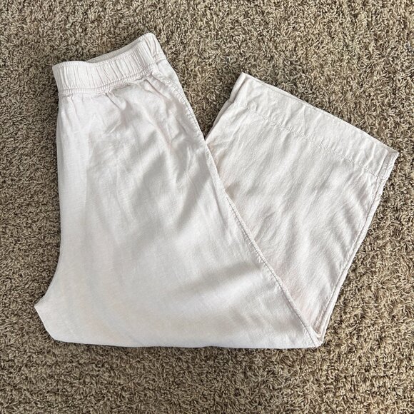 SIGRID OLSEN Wide Leg Linen Pants in Women's Size Large in Ivory Beachwear - Picture 5 of 7
